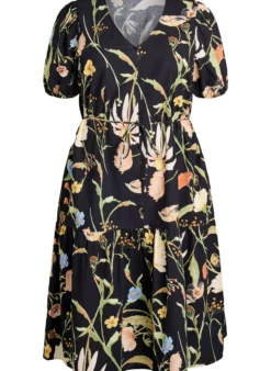 Geblümtes Midikleid mit Bindegürtel