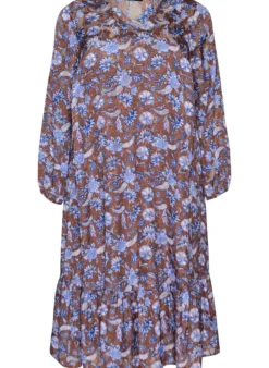 Geblümtes Midikleid mit Rüschensaum