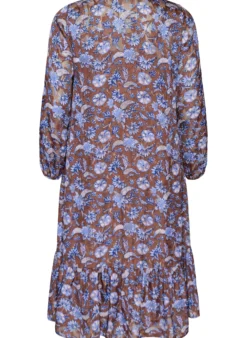 Geblümtes Midikleid mit Rüschensaum