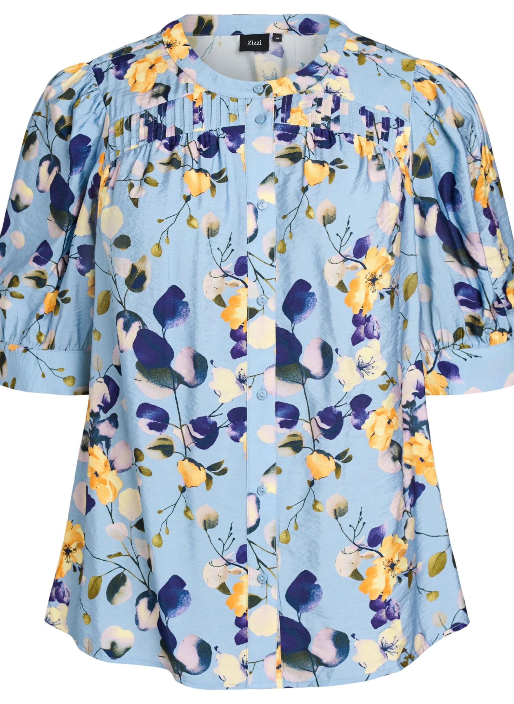 Gemusterte Hemdbluse mit 1/2-Ärmeln