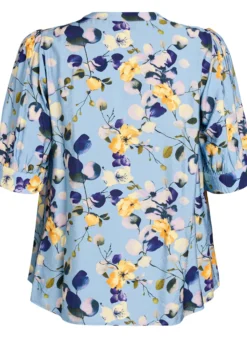 Gemusterte Hemdbluse mit 1/2-Ärmeln