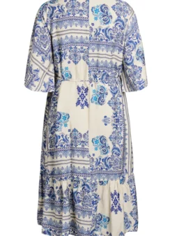 Gemustertes Midikleid aus Viskose mit Bindegürtel