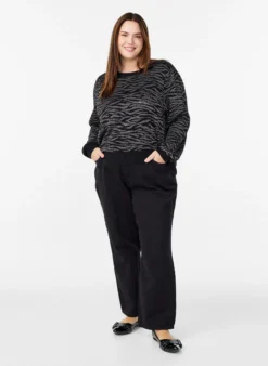 Gemusterte Strickbluse mit Glitzereffekt