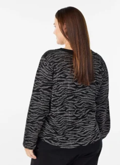 Gemusterte Strickbluse mit Glitzereffekt