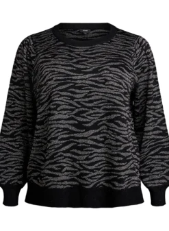 Gemusterte Strickbluse mit Glitzereffekt
