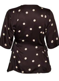 Gepunktete Bluse aus Viskose mit V-Ausschnitt und Bindeband