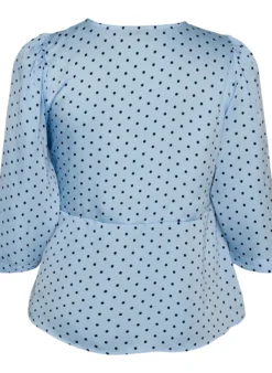 Gepunktete Bluse mit Bindeband und 3/4-Ärmeln