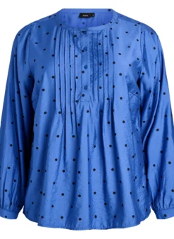 Gepunktete Bluse mit langen Ärmeln