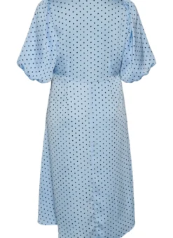 Gepunktetes Midikleid mit eckigem Ausschnitt