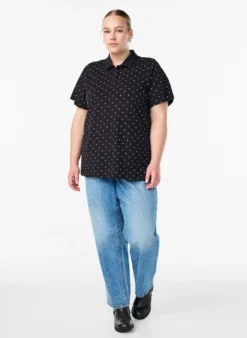 Gepunktetes Poloshirt mit kurzen Ärmeln