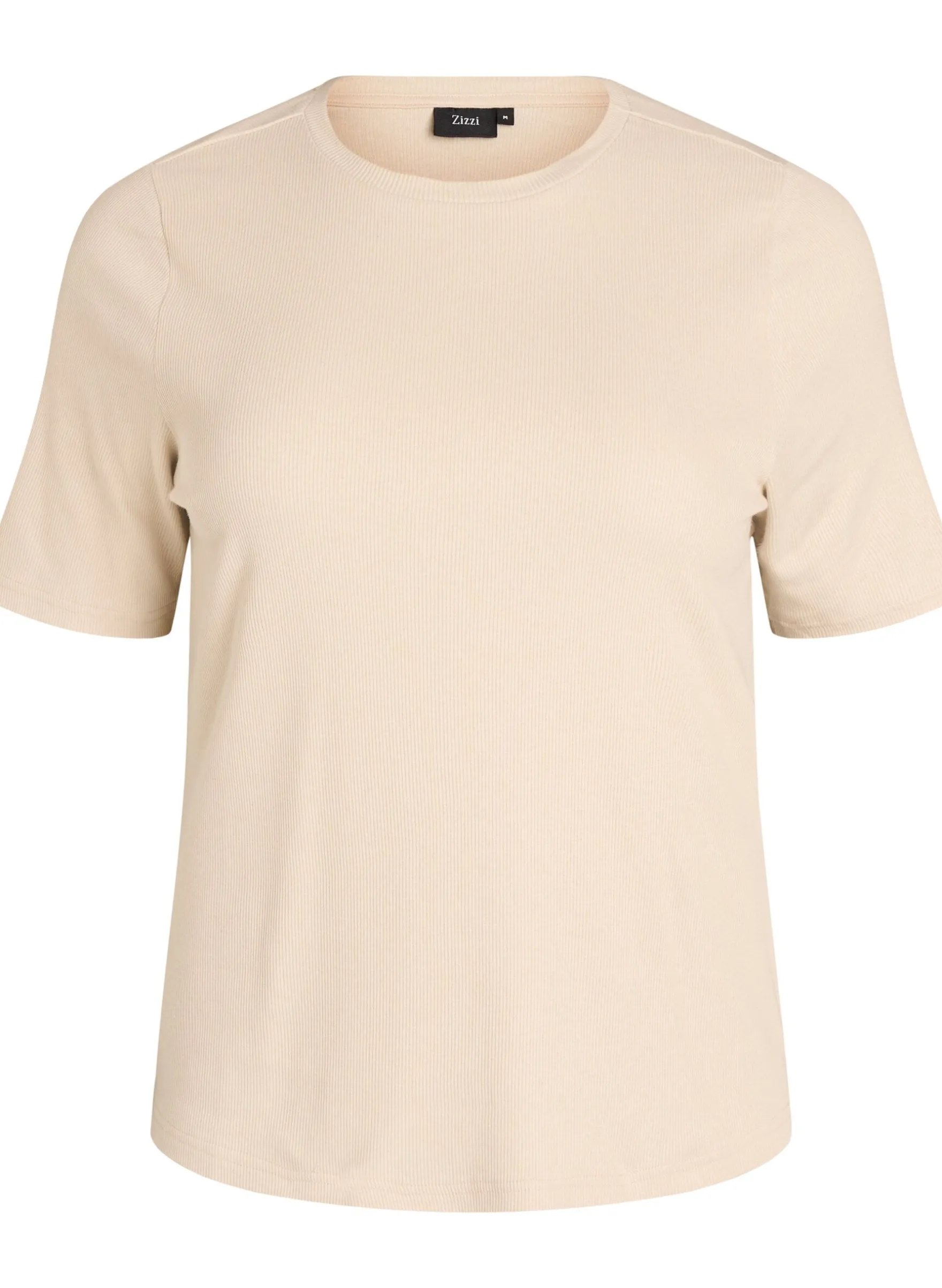 Geripptes Basic-T-Shirt mit Rundhalsausschnitt