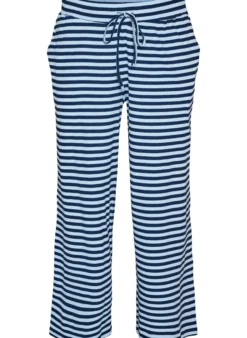 Gestreifte Schlafanzughose mit hoher Taille und weiten Beinen