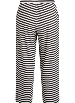 Gestreifte Schlafanzughose mit hoher Taille und weiten Beinen
