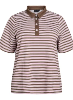Gestreiftes Poloshirt mit kurzen Ärmeln und Knöpfen