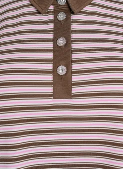 Gestreiftes Poloshirt mit kurzen Ärmeln und Knöpfen
