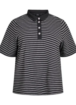 Gestreiftes Poloshirt mit kurzen Ärmeln und Knöpfen