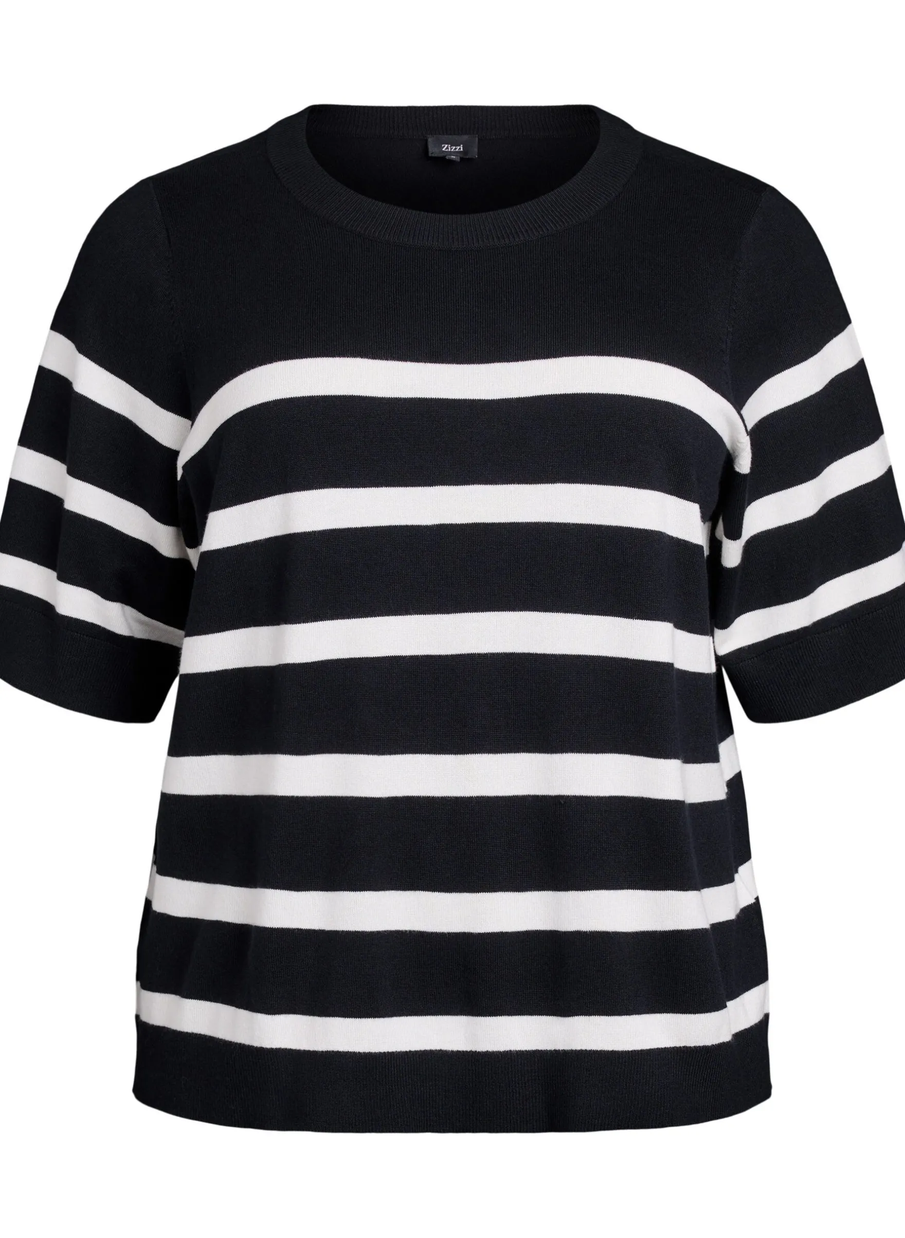 Gestreiftes Stricktop mit kurzen Ärmeln