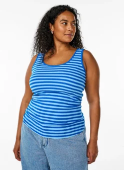 Gestreiftes Tanktop mit Rippenstruktur