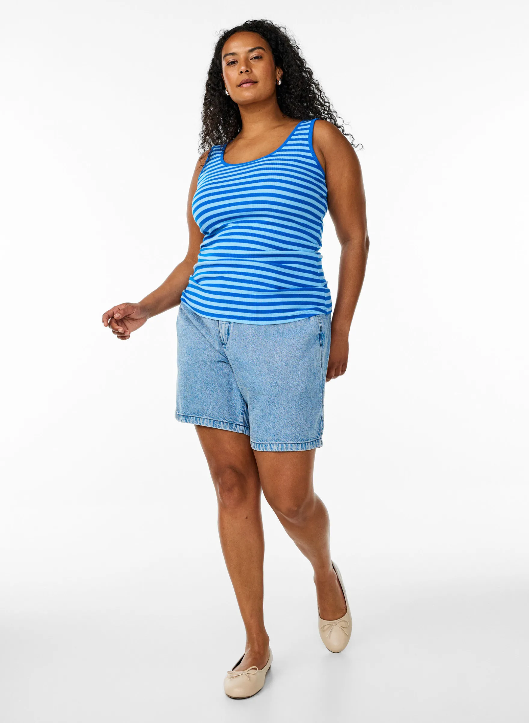 Gestreiftes Tanktop mit Rippenstruktur