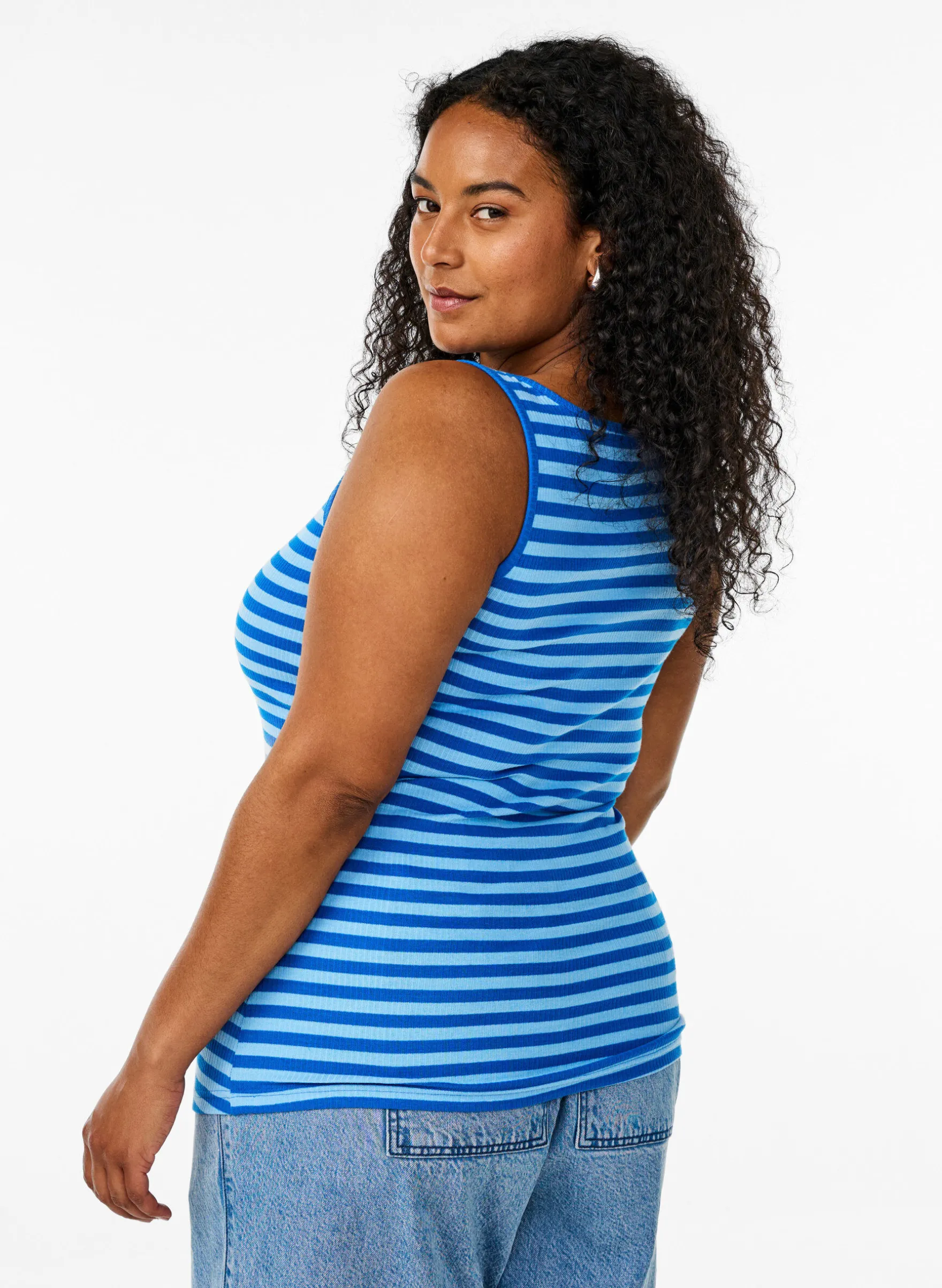 Gestreiftes Tanktop mit Rippenstruktur