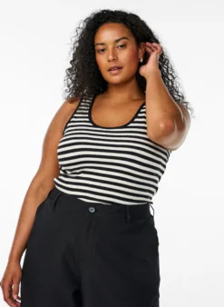 Gestreiftes Tanktop mit Rippenstruktur