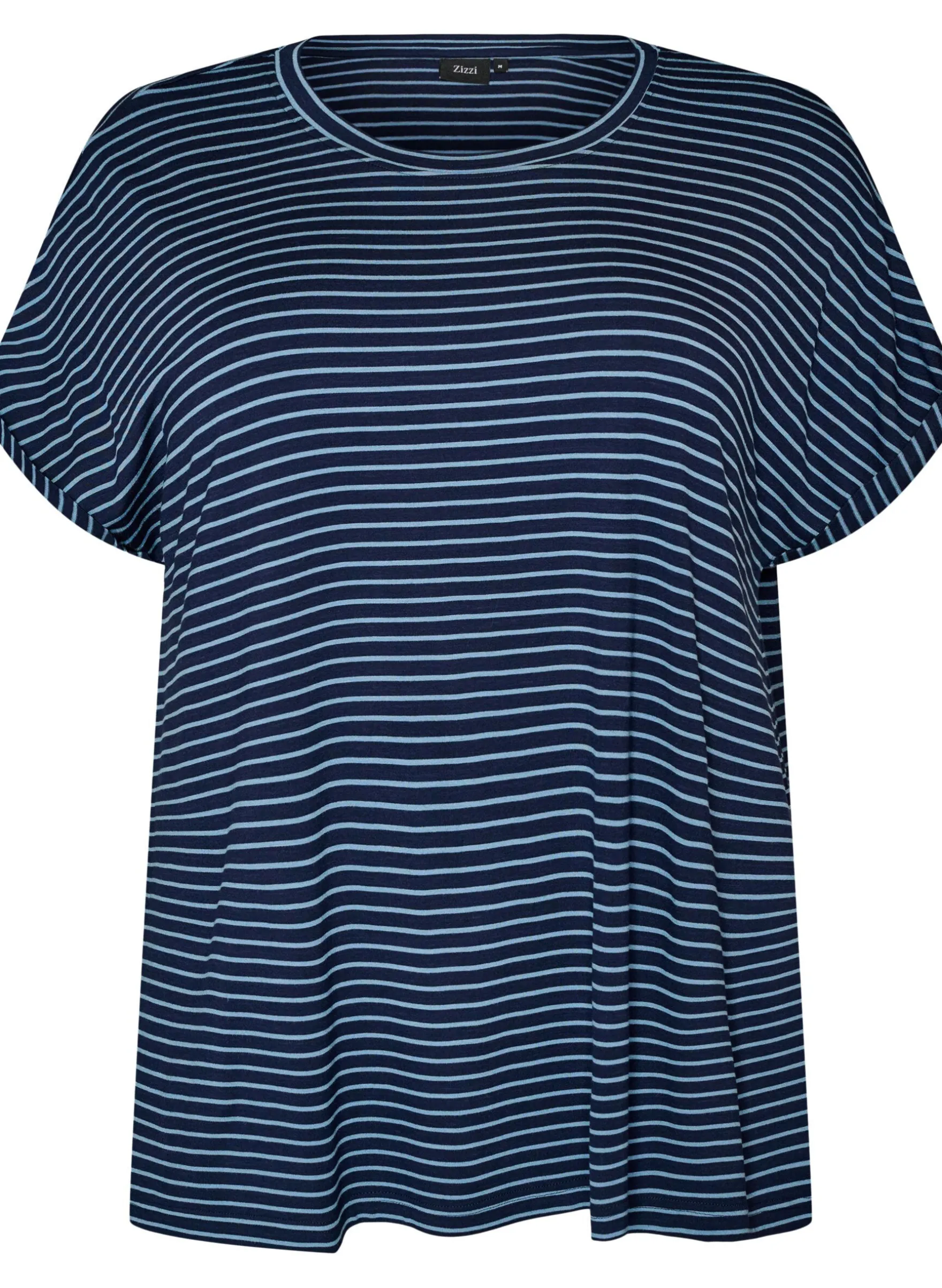 Gestreiftes T-Shirt aus Viskose mit Rundhalsausschnitt