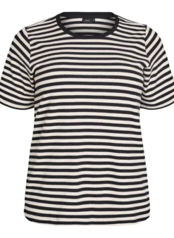 Gestreiftes T-Shirt mit gerippter Struktur