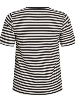 Gestreiftes T-Shirt mit gerippter Struktur