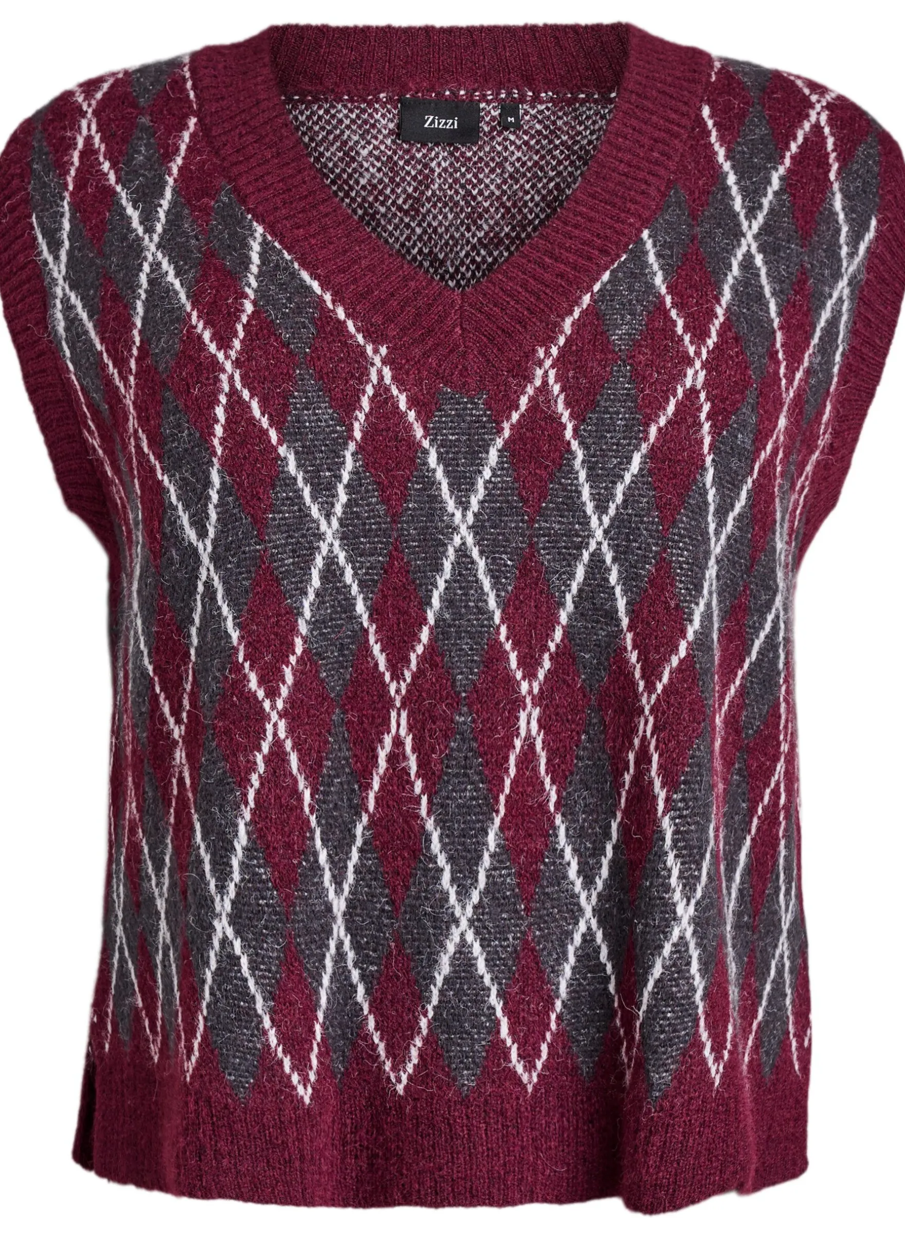 Gestrickte Weste mit V-Ausschnitt und Argyle-Muster