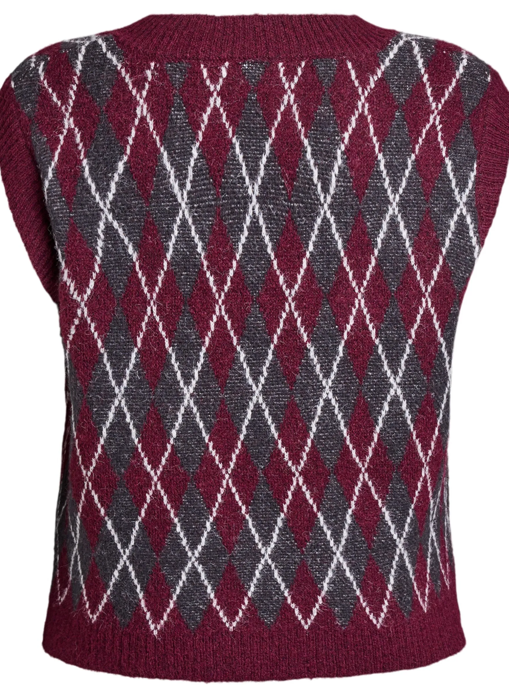 Gestrickte Weste mit V-Ausschnitt und Argyle-Muster