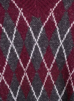 Gestrickte Weste mit V-Ausschnitt und Argyle-Muster