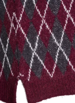 Gestrickte Weste mit V-Ausschnitt und Argyle-Muster
