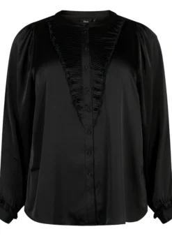 Hemdbluse aus Satin mit Rüschen