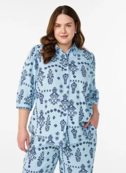 Hemdbluse mit 3/4-Ärmeln