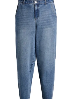 Hoch taillierte Barrel-Jeans