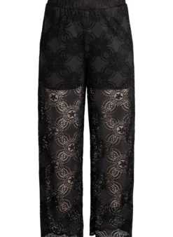 Hoch taillierte Hose aus Spitze mit weitem Beinen