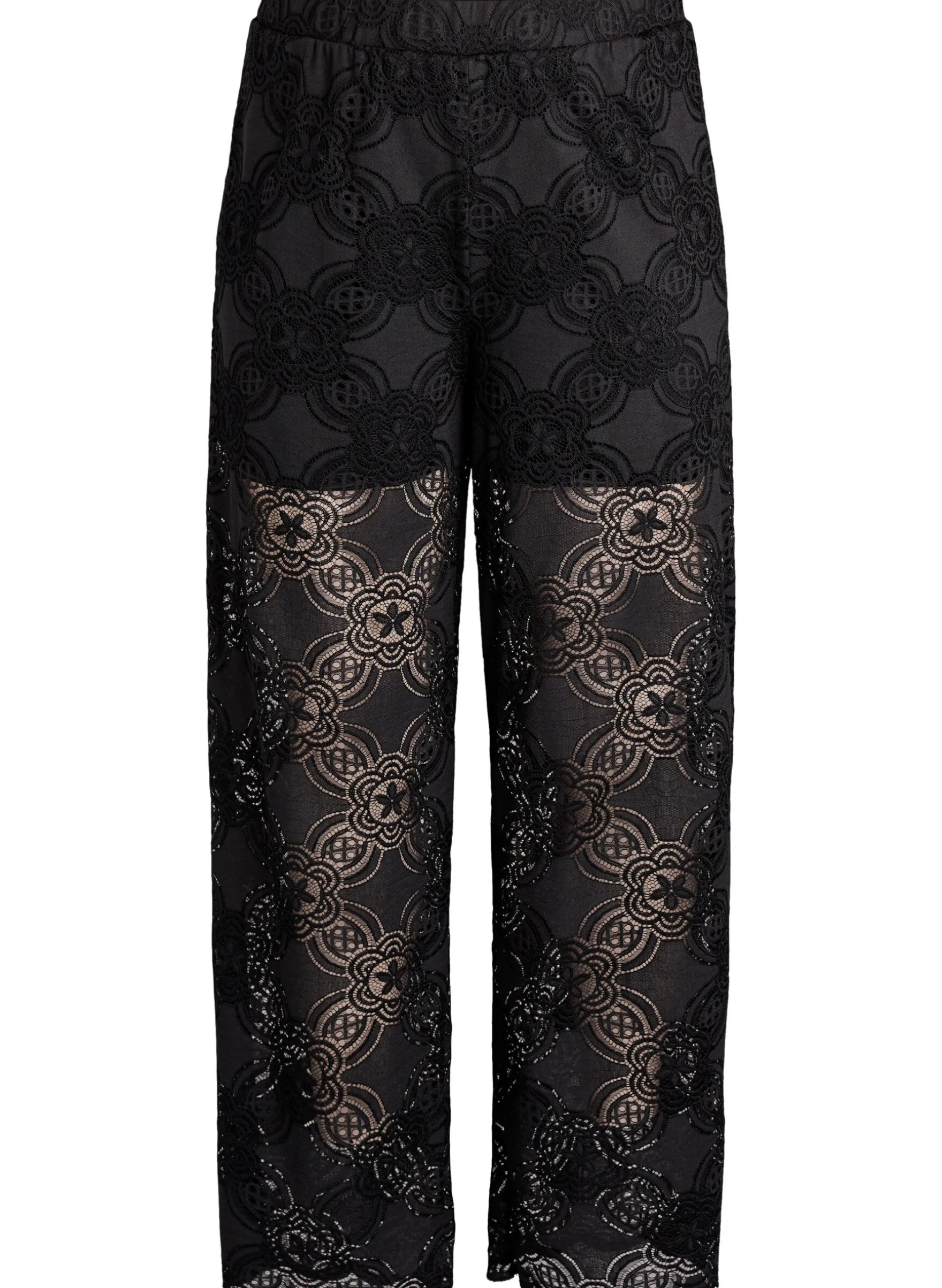 Hoch taillierte Hose aus Spitze mit weitem Beinen