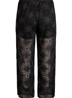 Hoch taillierte Hose aus Spitze mit weitem Beinen