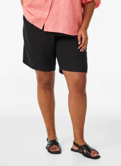 Hoch taillierte Shorts aus Leinen und Viskose