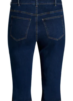 Hoch taillierte Slim Fit Caprihose aus Stretch-Denim