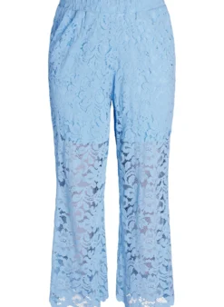 Hoch taillierte Spitzenhose mit geraden Beinen