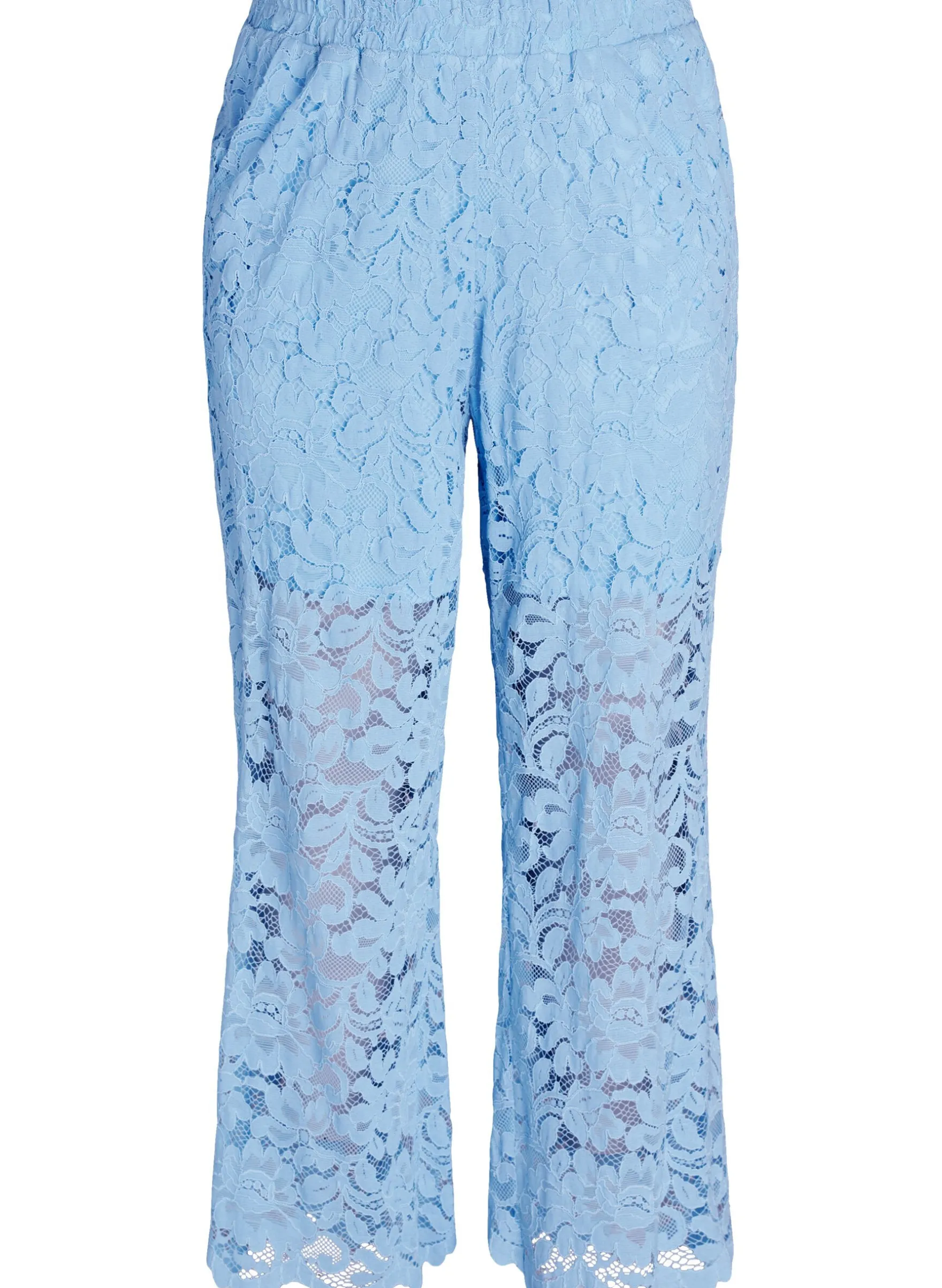 Hoch taillierte Spitzenhose mit geraden Beinen