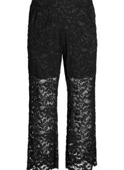 Hoch taillierte Spitzenhose mit geraden Beinen