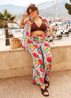 Hose mit geradem Bein in farbenfrohem Print