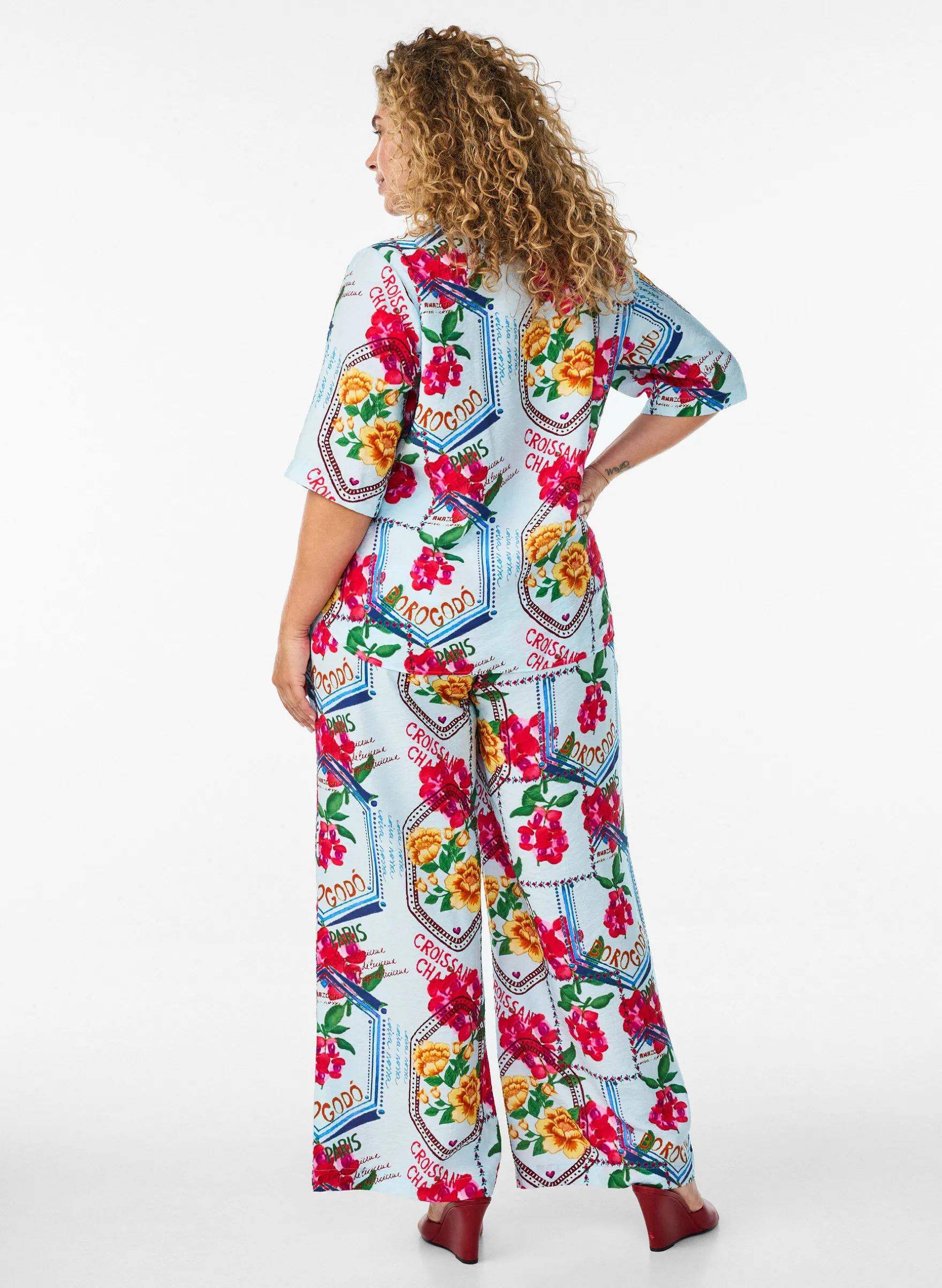 Hose mit geradem Bein in farbenfrohem Print