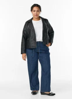 Imitierte Leder Biker Jacke