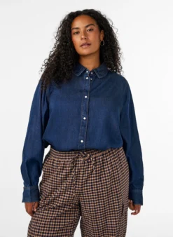 Jeanshemd aus Lyocell mit Druckknöpfen