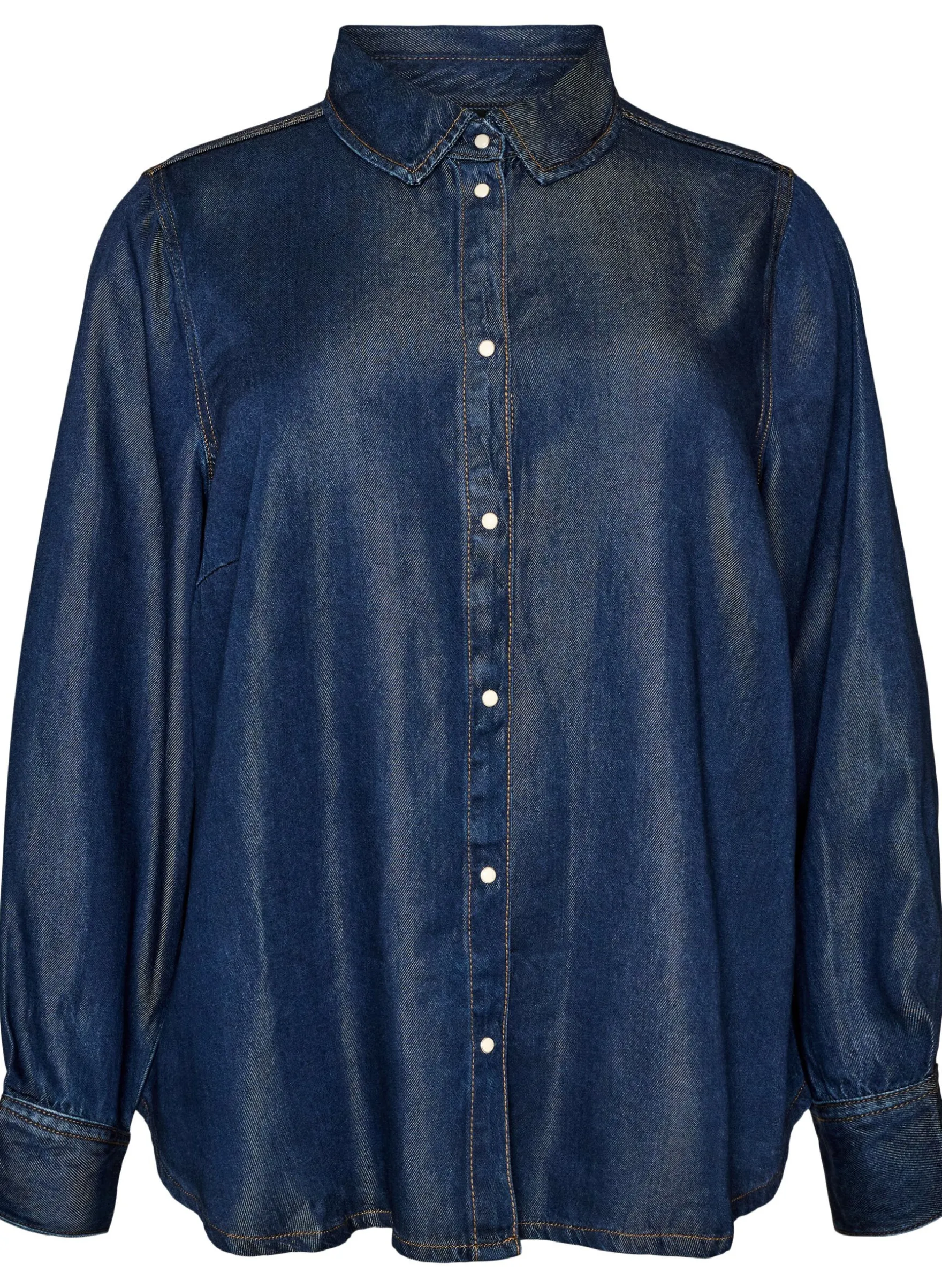 Jeanshemd aus Lyocell mit Druckknöpfen