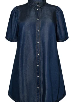 Jeanskleid aus Lyocell mit Knöpfen und kurzen Ärmeln