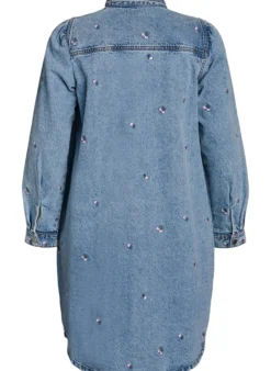 Jeanskleid mit Kirschen und Brusttaschen